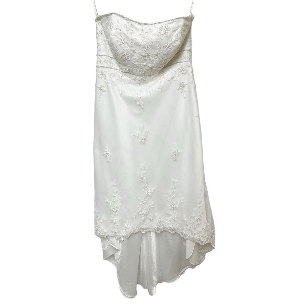 Galina Womens Satin Tulle Wedding Dress Strapless Button Back 12 - Picture 2 of 12